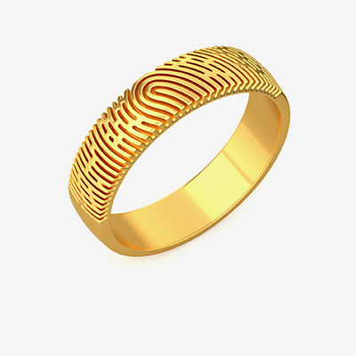 Intricate Gold Finger Print Ring alternate view 1