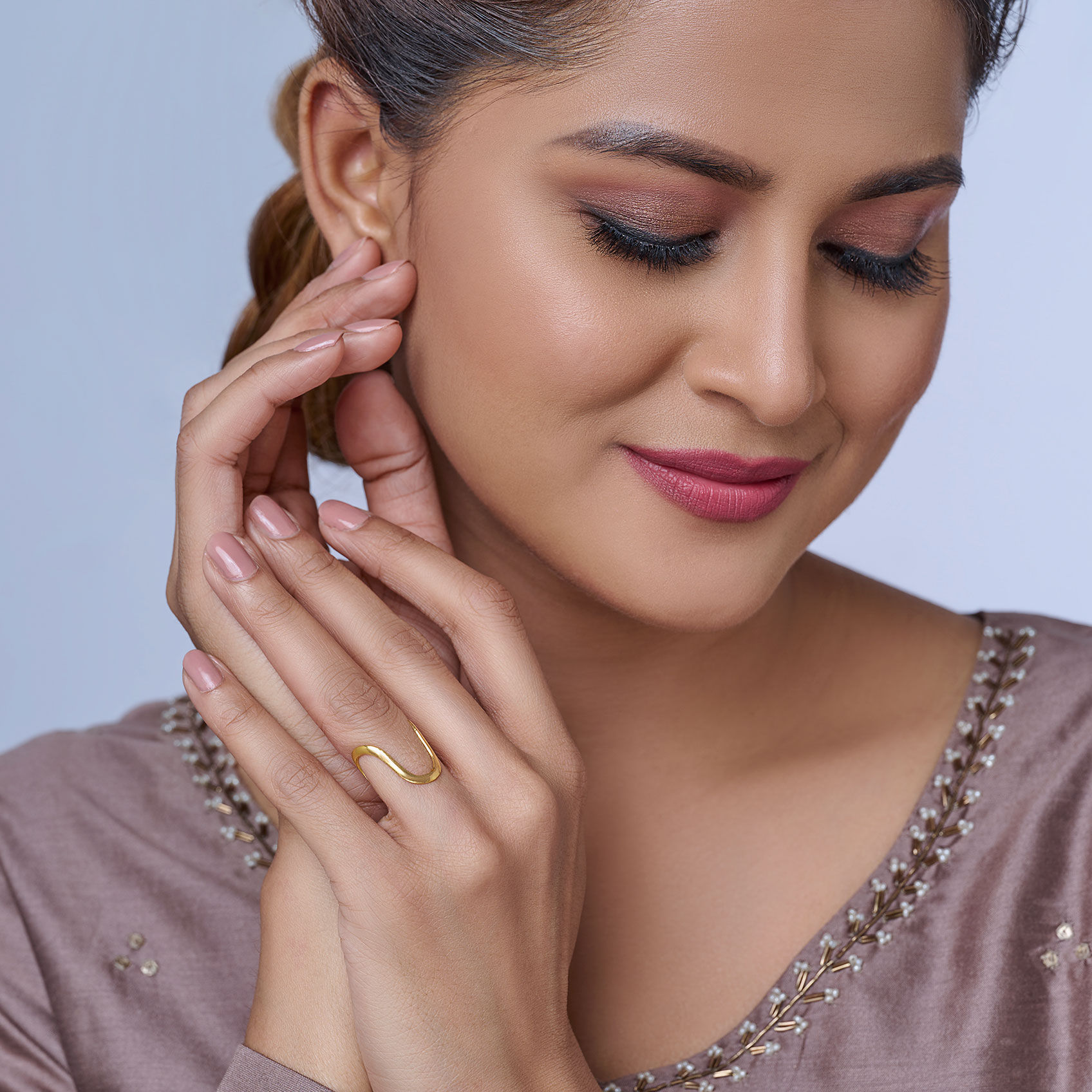 Gold V Shaped Dainty Designer Ring image