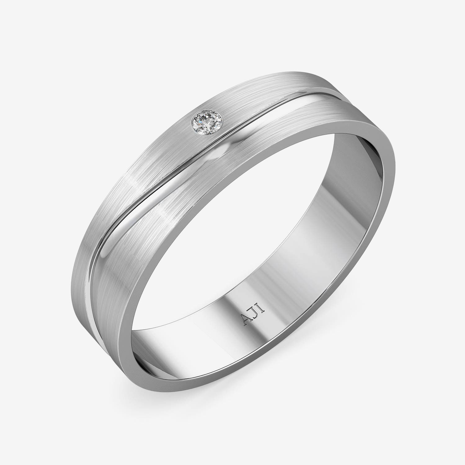 Beautiful Curvy Motif Platinum Mens Ring