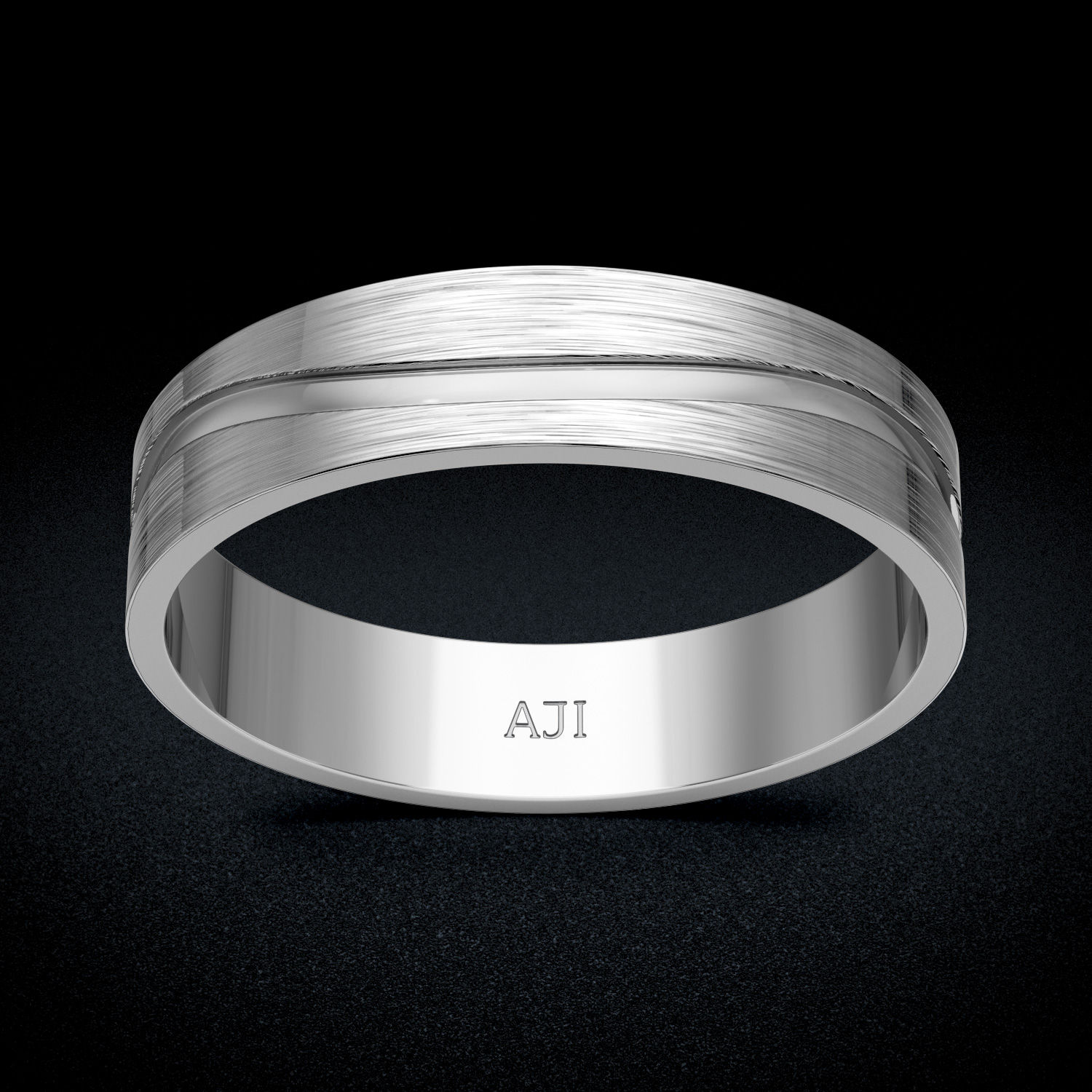 Beautiful Curvy Motif Platinum Mens Ring image