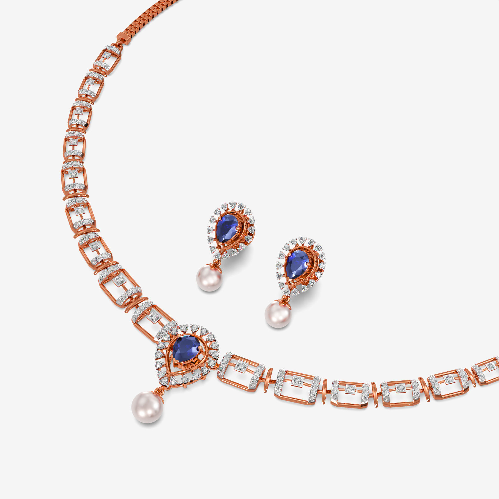 Buy Artistic Paisley Ensemble Diamond Necklace Set