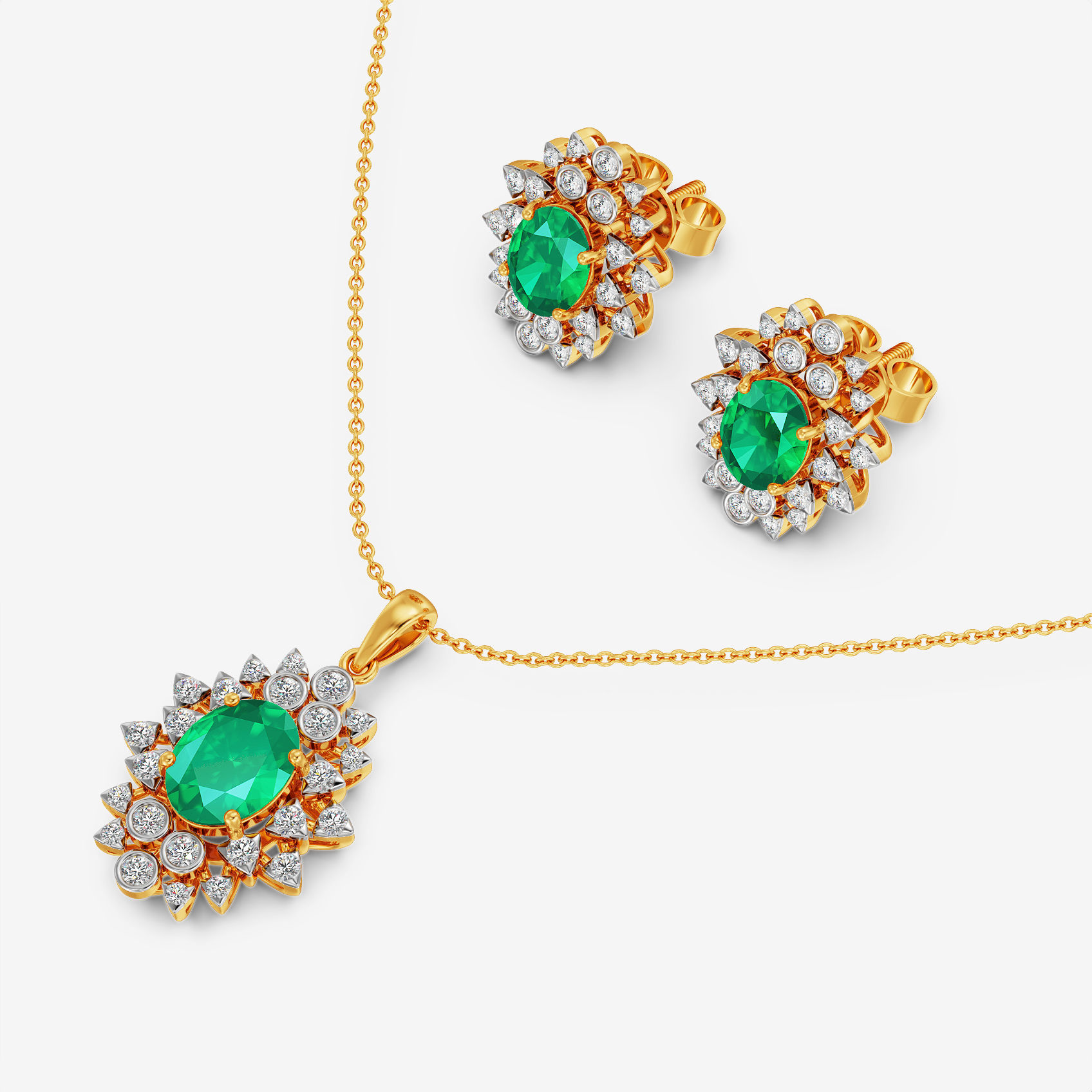 Buy Emerald Flicker Diamond Pendant Set (DPS_DSDP00023113) Online