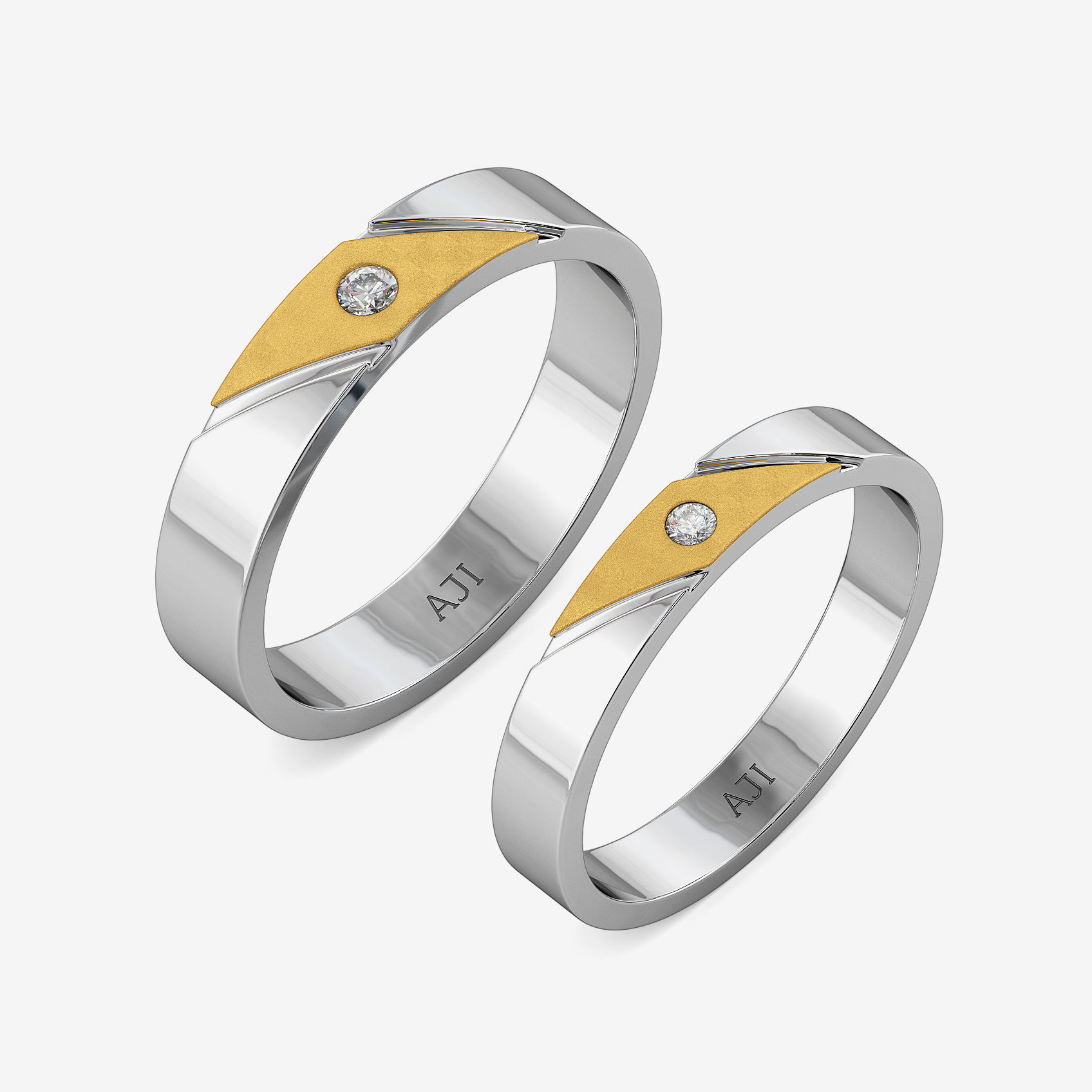 Diagonal Gold Elegance Diamond Ring Combo