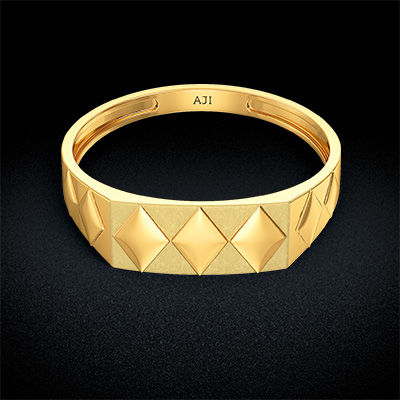 Rocking Macho Designer Mens Gold Ring alternate view 2