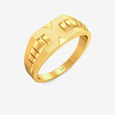 Rocking Macho Mens Gold Ring alternate view 1