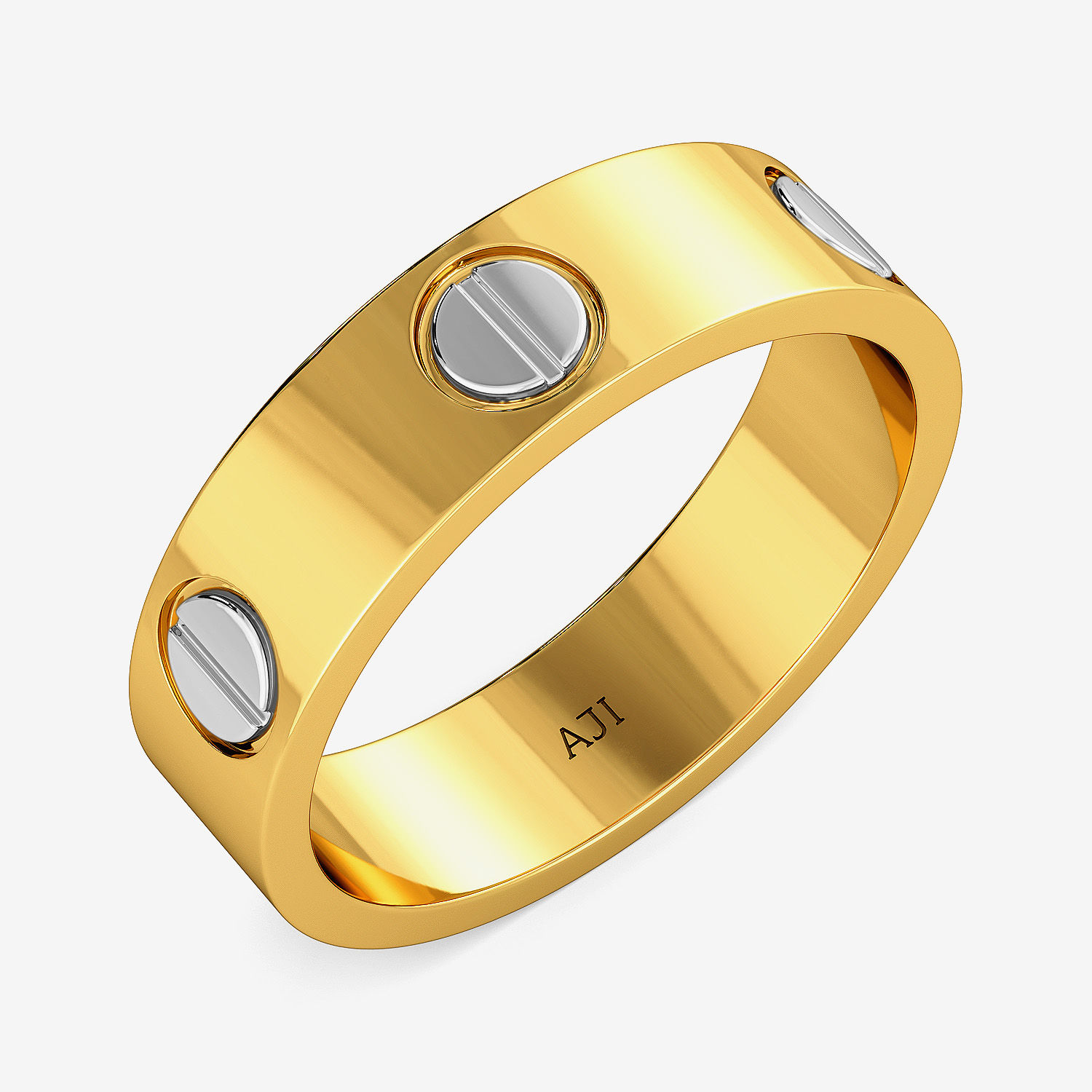Sensual Screwy Pattern Mens Gold Ring