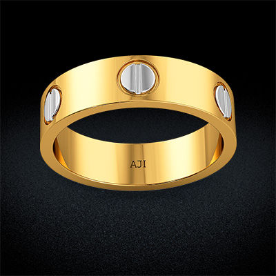 Sensual Screwy Pattern Mens Gold Ring alternate view 2