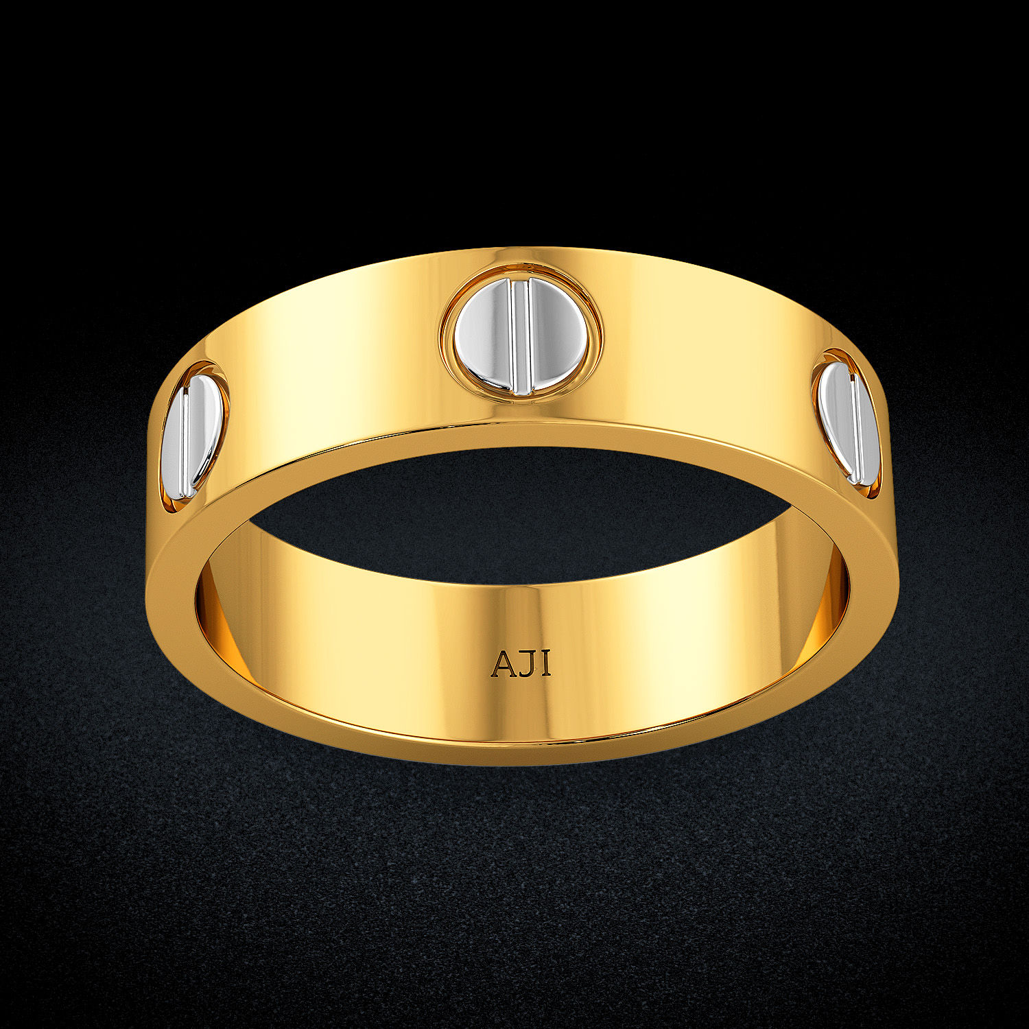 Sensual Screwy Pattern Mens Gold Ring image