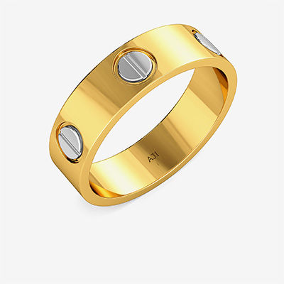 Sensual Screwy Pattern Mens Gold Ring
