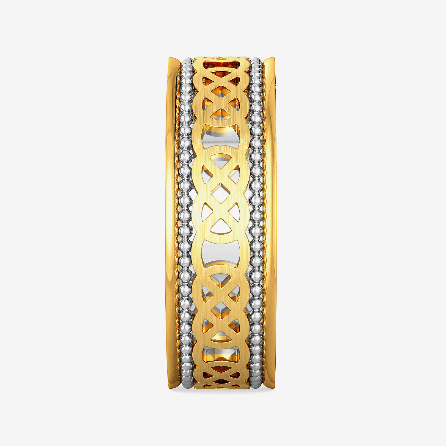 Round Criss Cross Designer Mens Gold Ring image