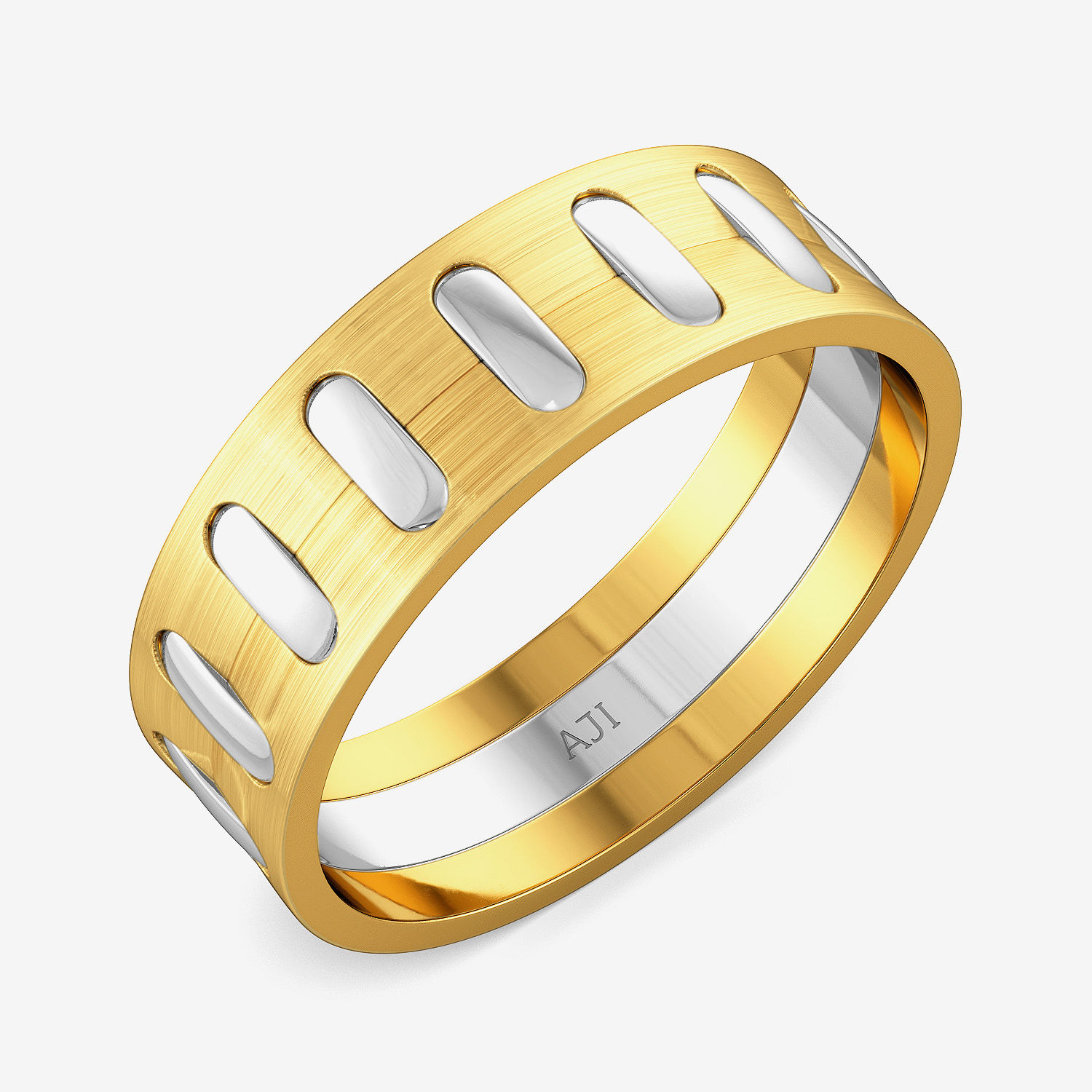 Flashy Argent Sequence Mens Gold Ring