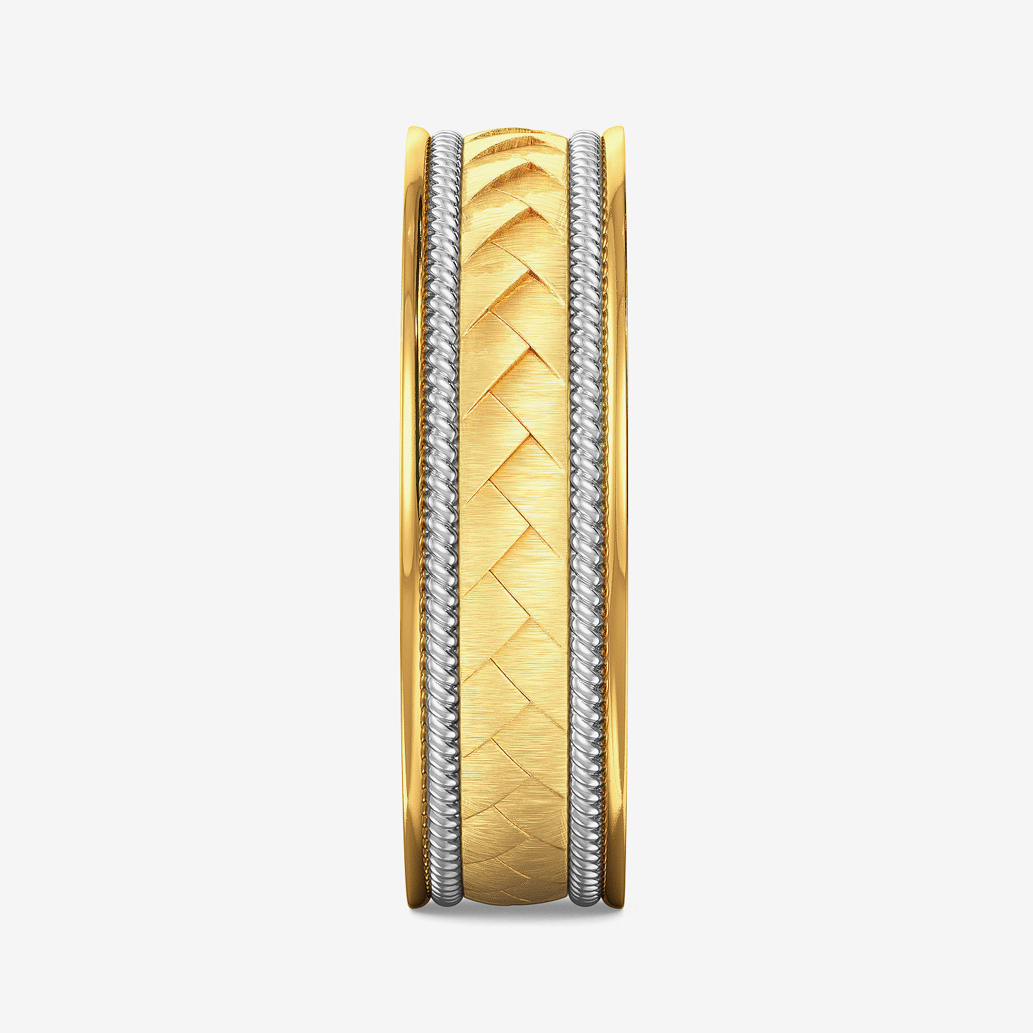 Cross Checkered Mens Gold Ring image