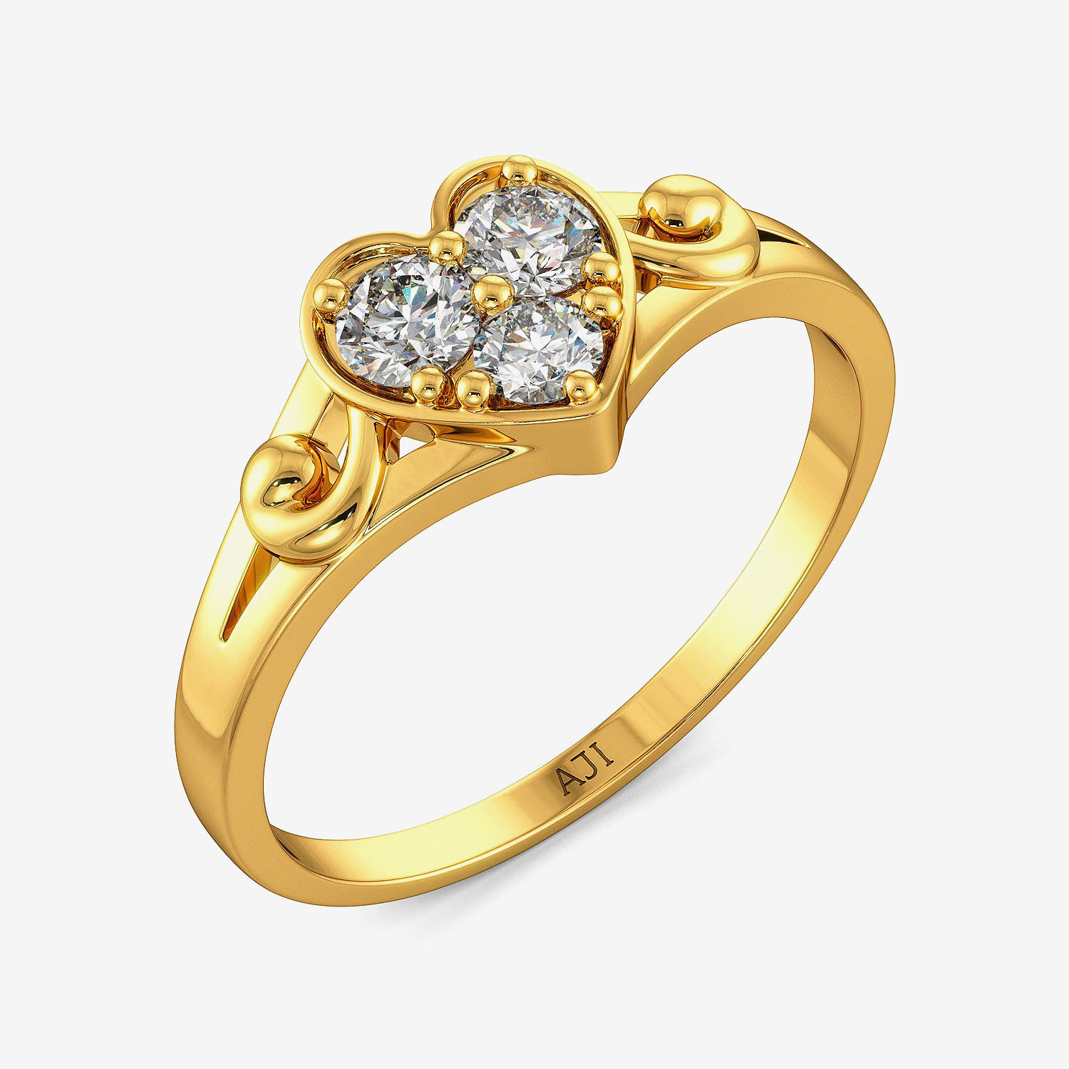 Shimmering Heart Kids Gold Ring