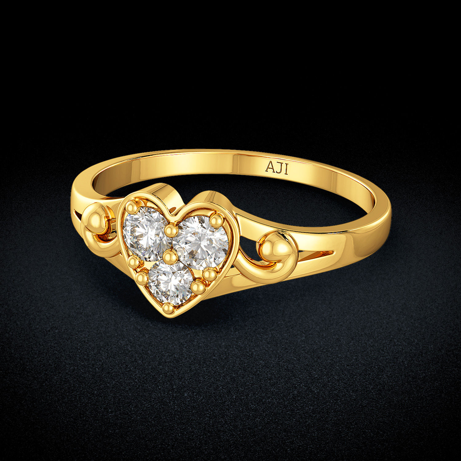 Shimmering Heart Kids Gold Ring image