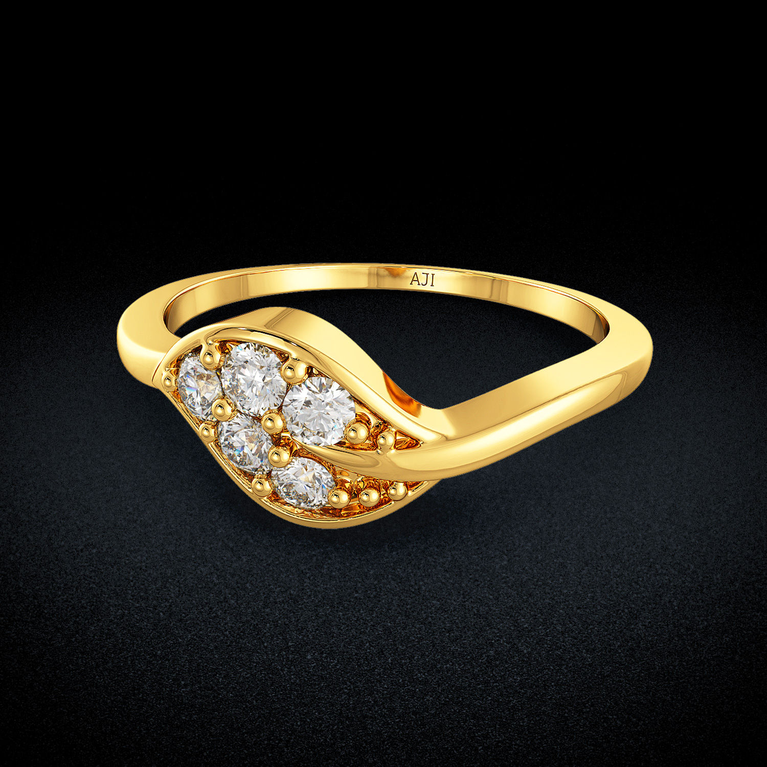 Shiny Leaflet Kids Gold Ring image