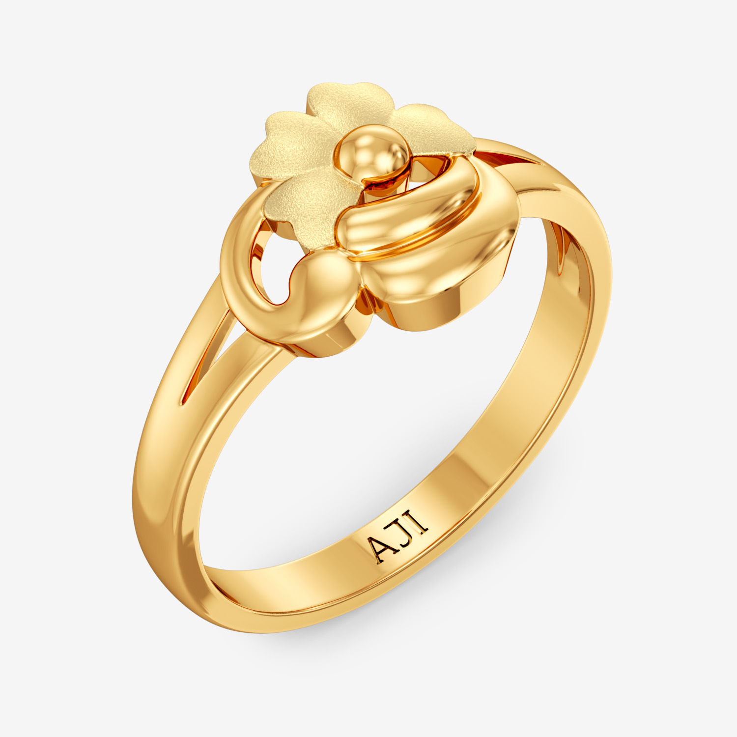 Kid's ring with gold floral design