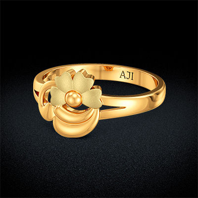 Kid's ring with gold floral design alternate view 2