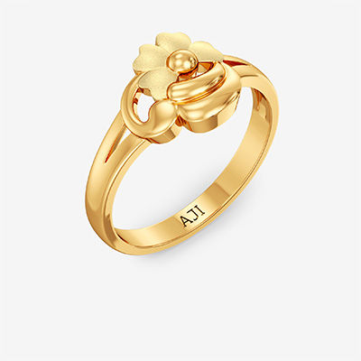 Kid's ring with gold floral design alternate view 1