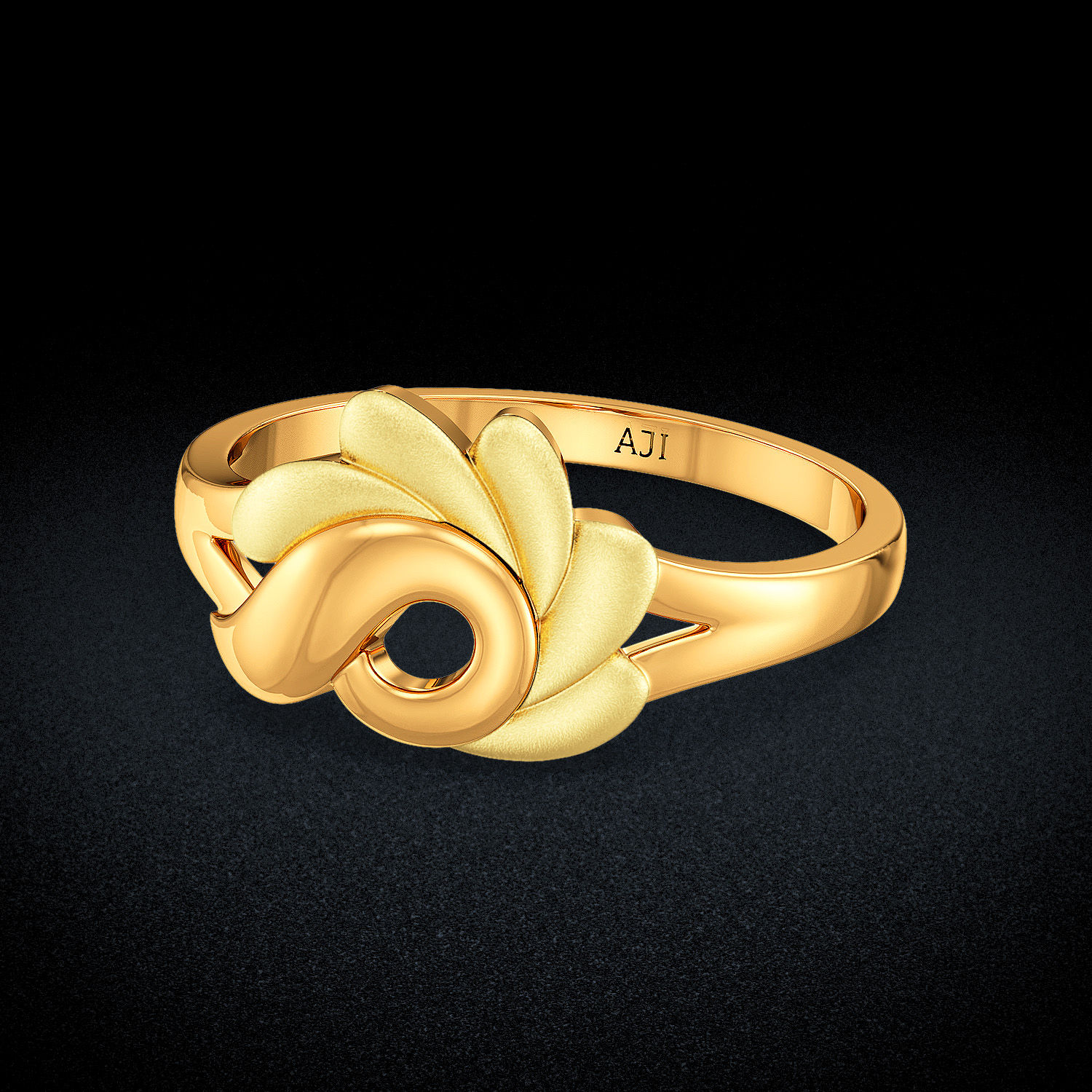 Stylish Leaf Design Kid’s Gold Ring image