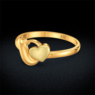 Stylish Heart Design Kid’s Gold Ring alternate view 2
