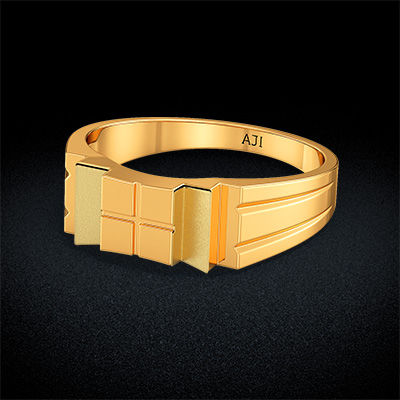 Stylish Rectangle Design Kid’s Gold Ring alternate view 2
