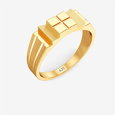 Stylish Rectangle Design Kid’s Gold Ring alternate view 1