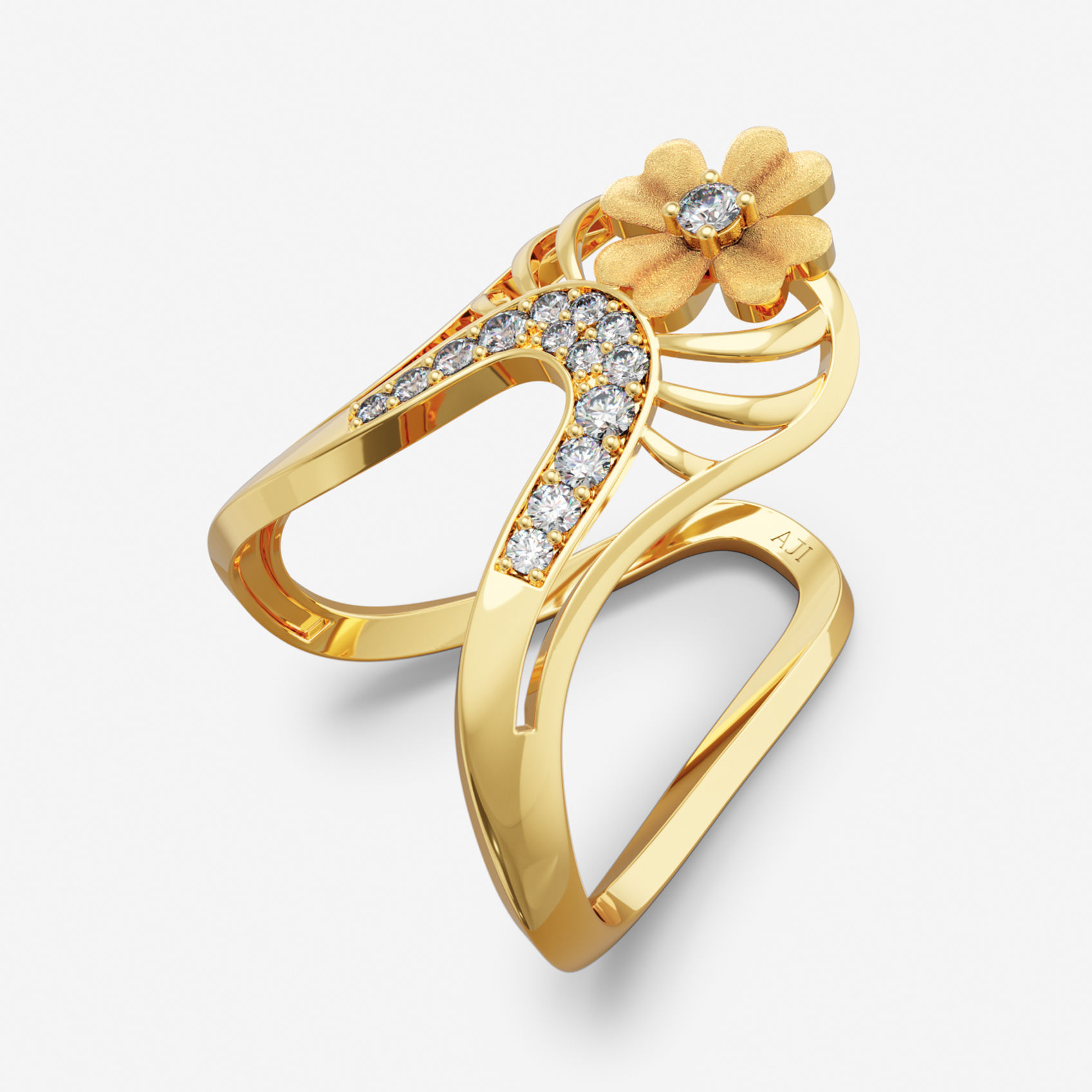 Gold Floral Vanki Ring