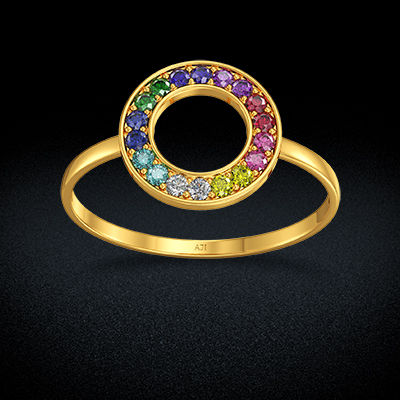 Multicolored Semicircle Women Rings alternate view 2
