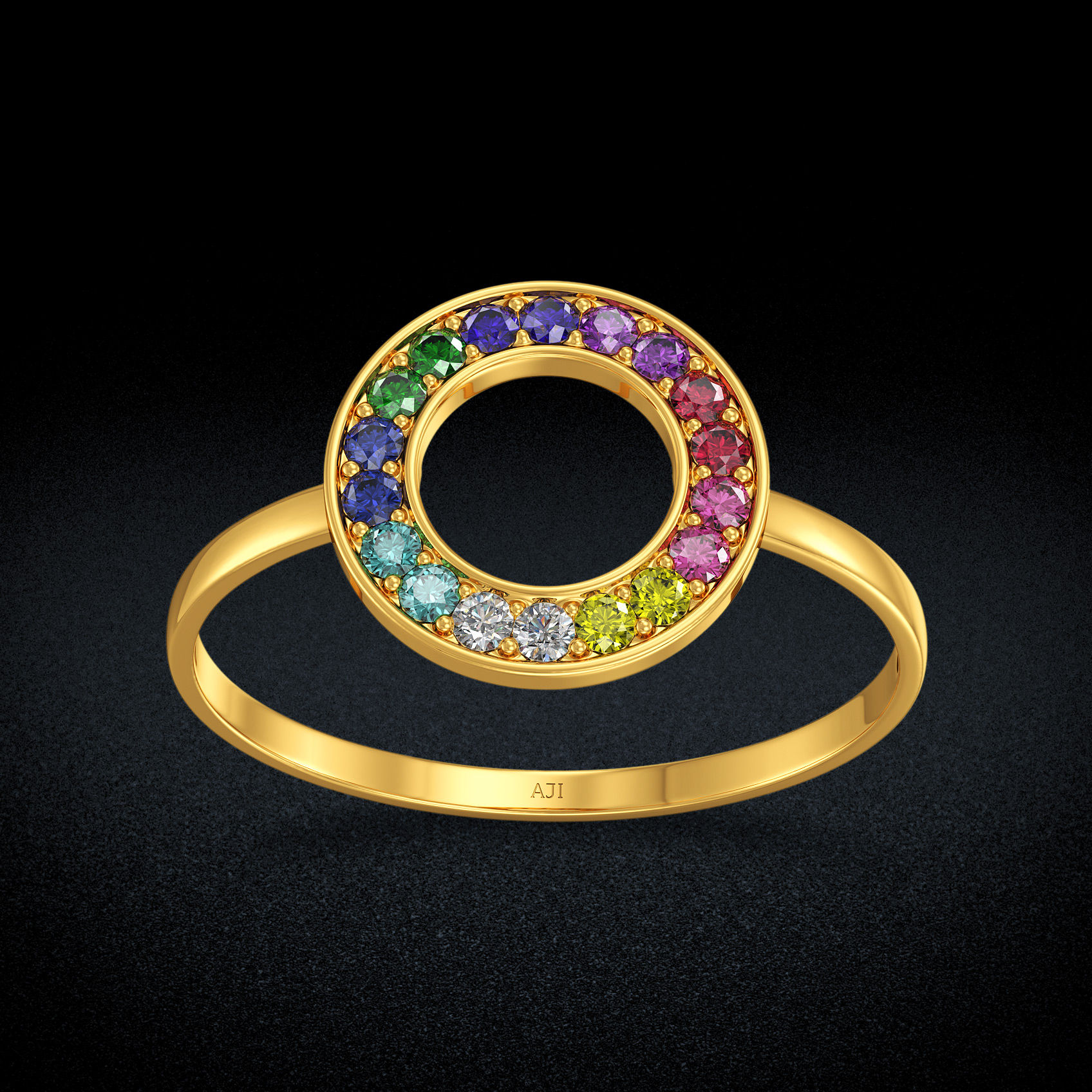 Multicolored Semicircle Women Rings image