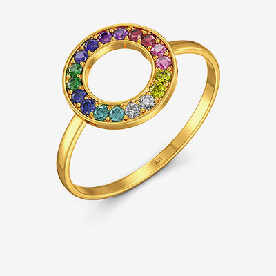 Multicolored Semicircle Women Rings alternate view 1