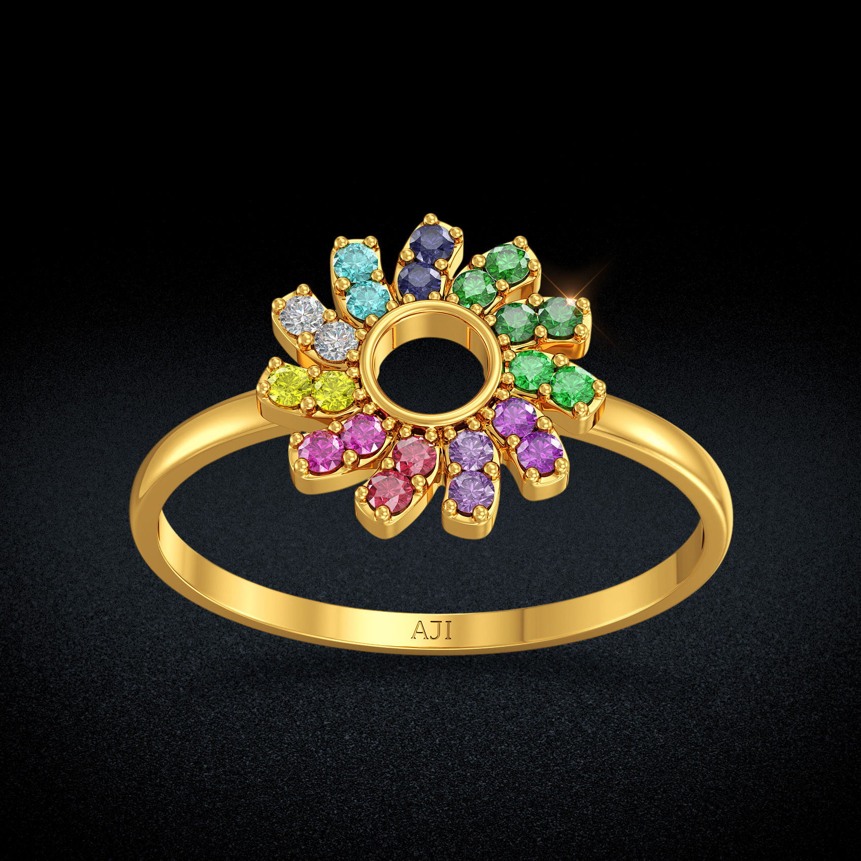 Chromatic Semicircle Women Rings image