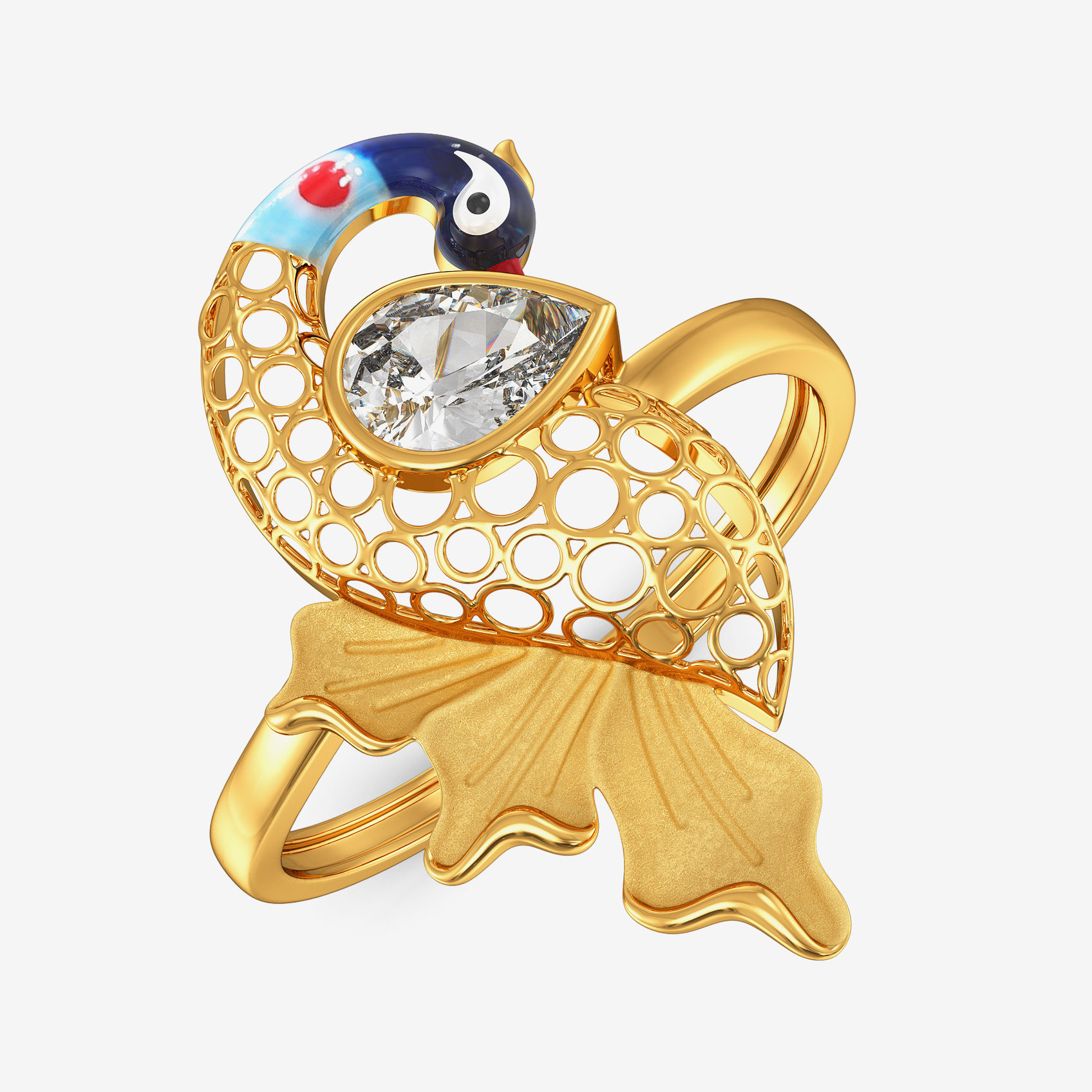 Peacock Brilliance Golden Ring