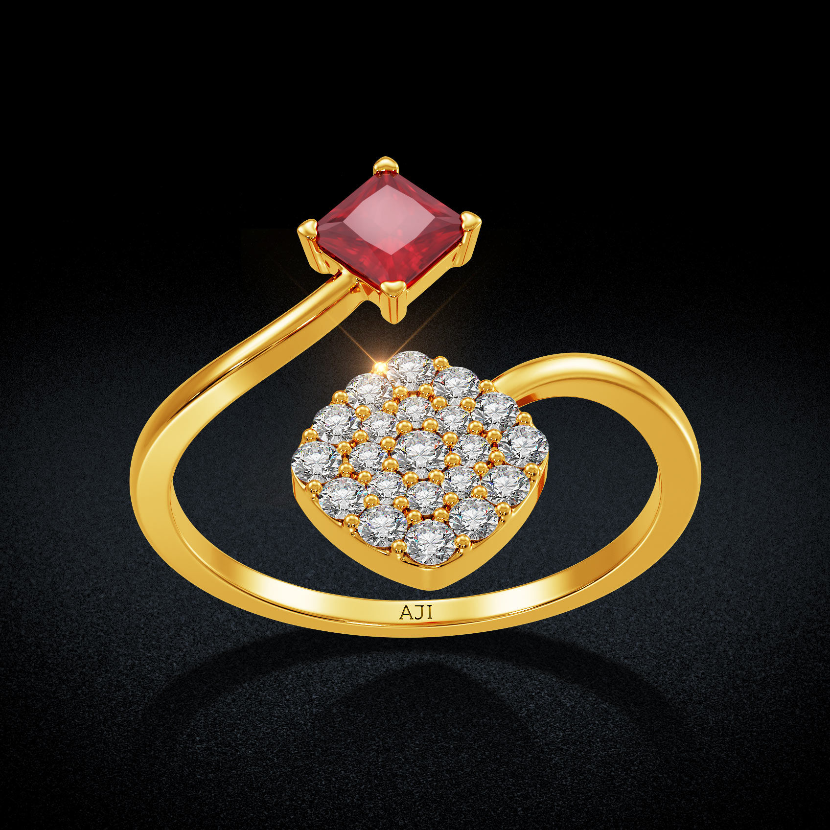 Squared Gold Women Ring image