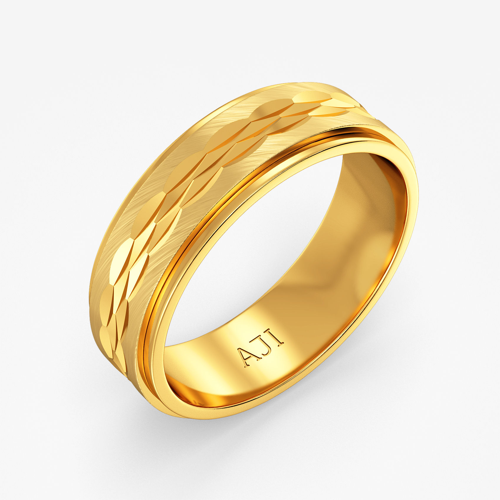 Noble Texture Gold Mens Ring