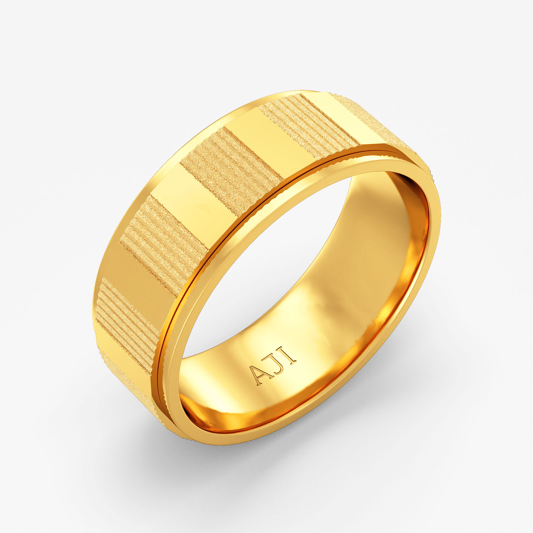 Opulent Stripe Texture Gold Womens Ring