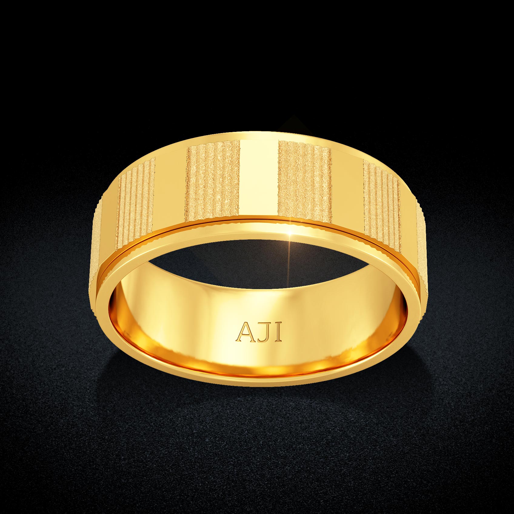 Opulent Stripe Texture Gold Womens Ring image