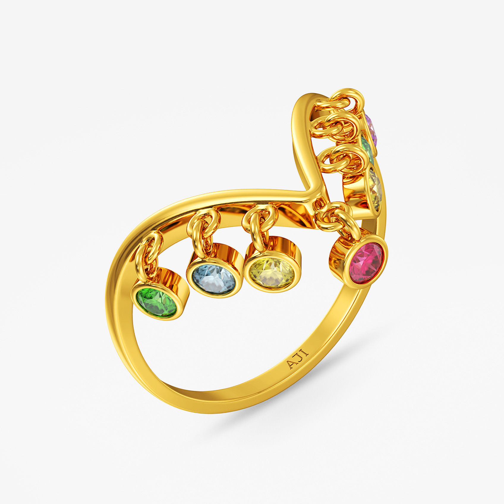 Stone-Encrusted Gold Vanki Ring