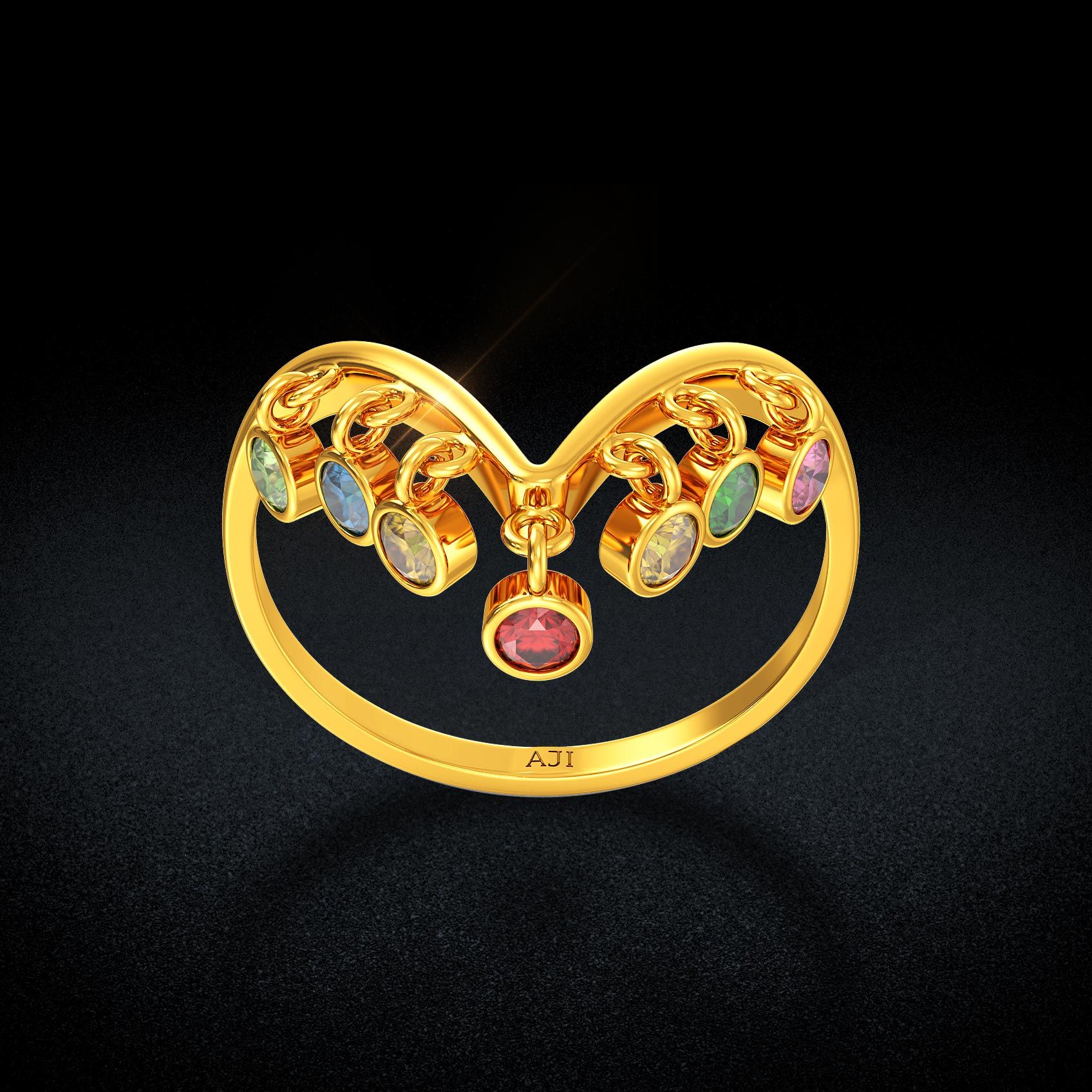 Stone-Encrusted Gold Vanki Ring image
