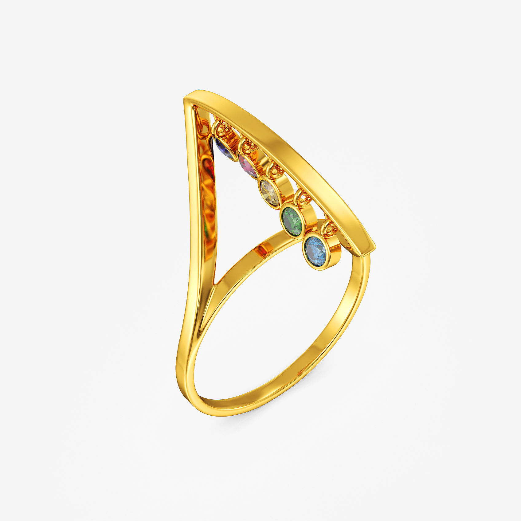 Rainbow Charm Delight Gold Ring