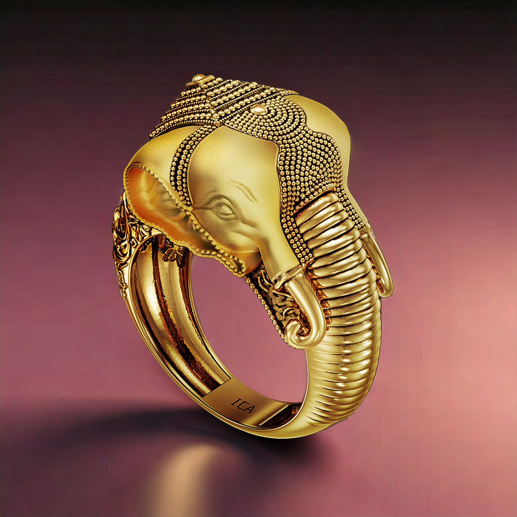 Tusker Elegance Gold Ring image