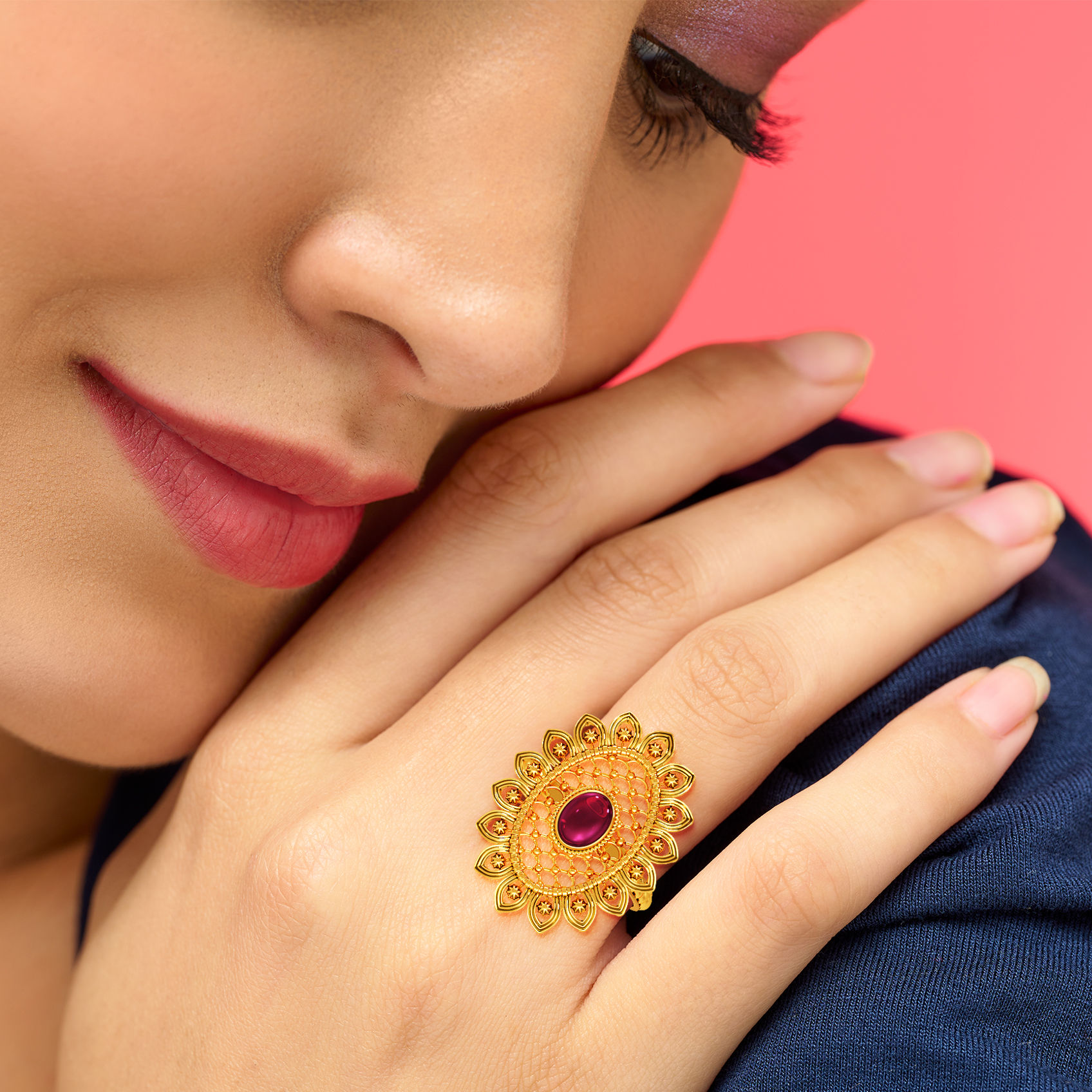 Gilded Bloom Gold Ring image