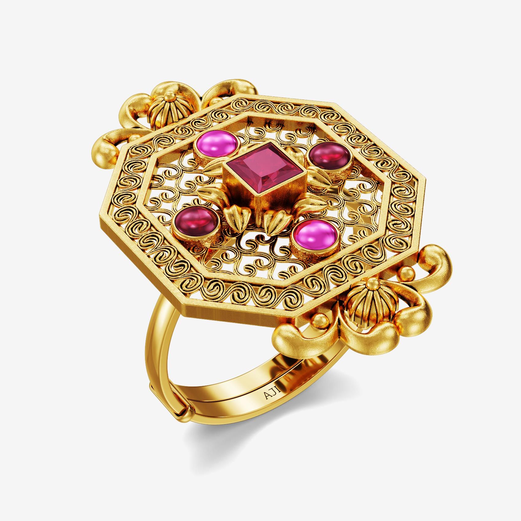 Embossed Grandeur Gold Ring