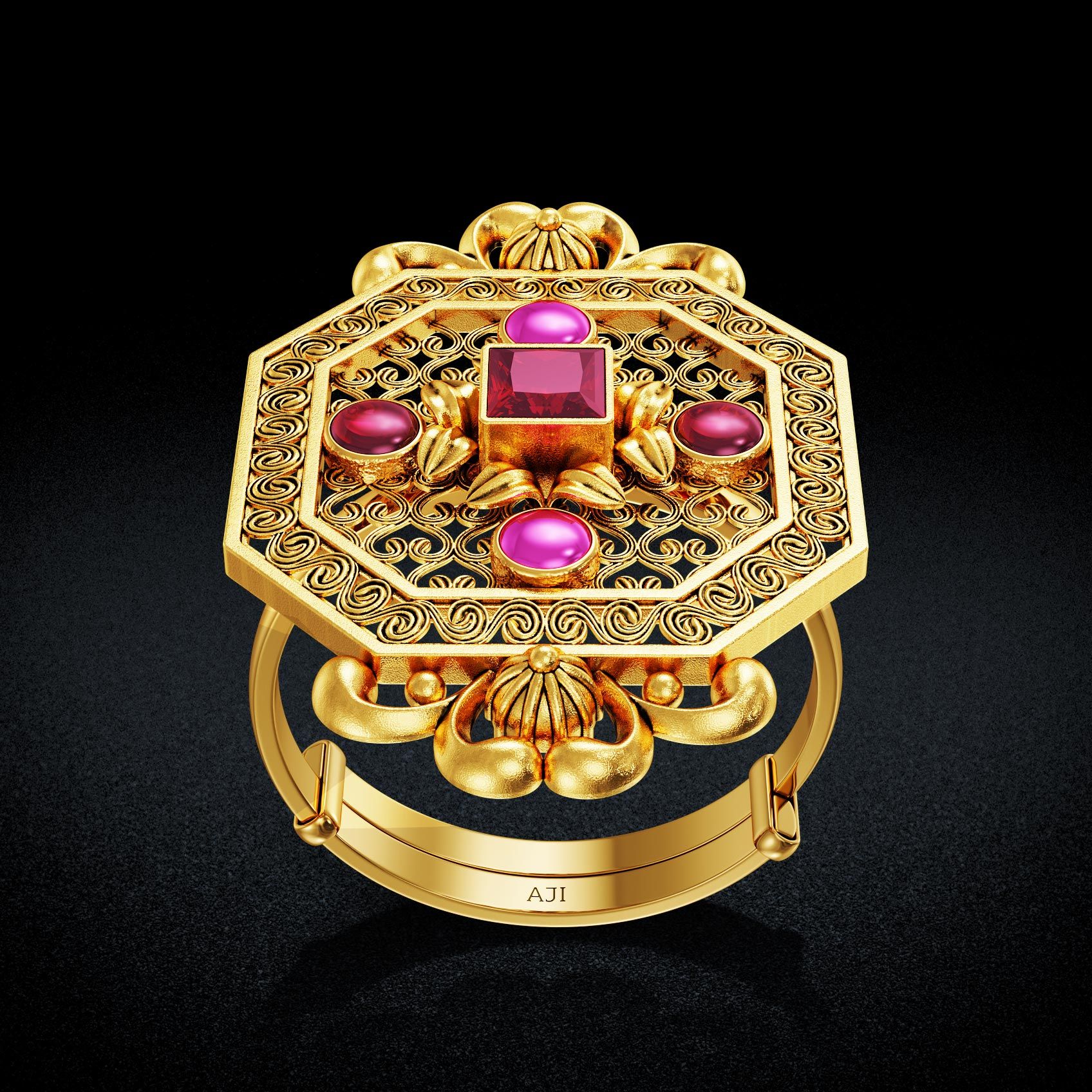 Embossed Grandeur Gold Ring image