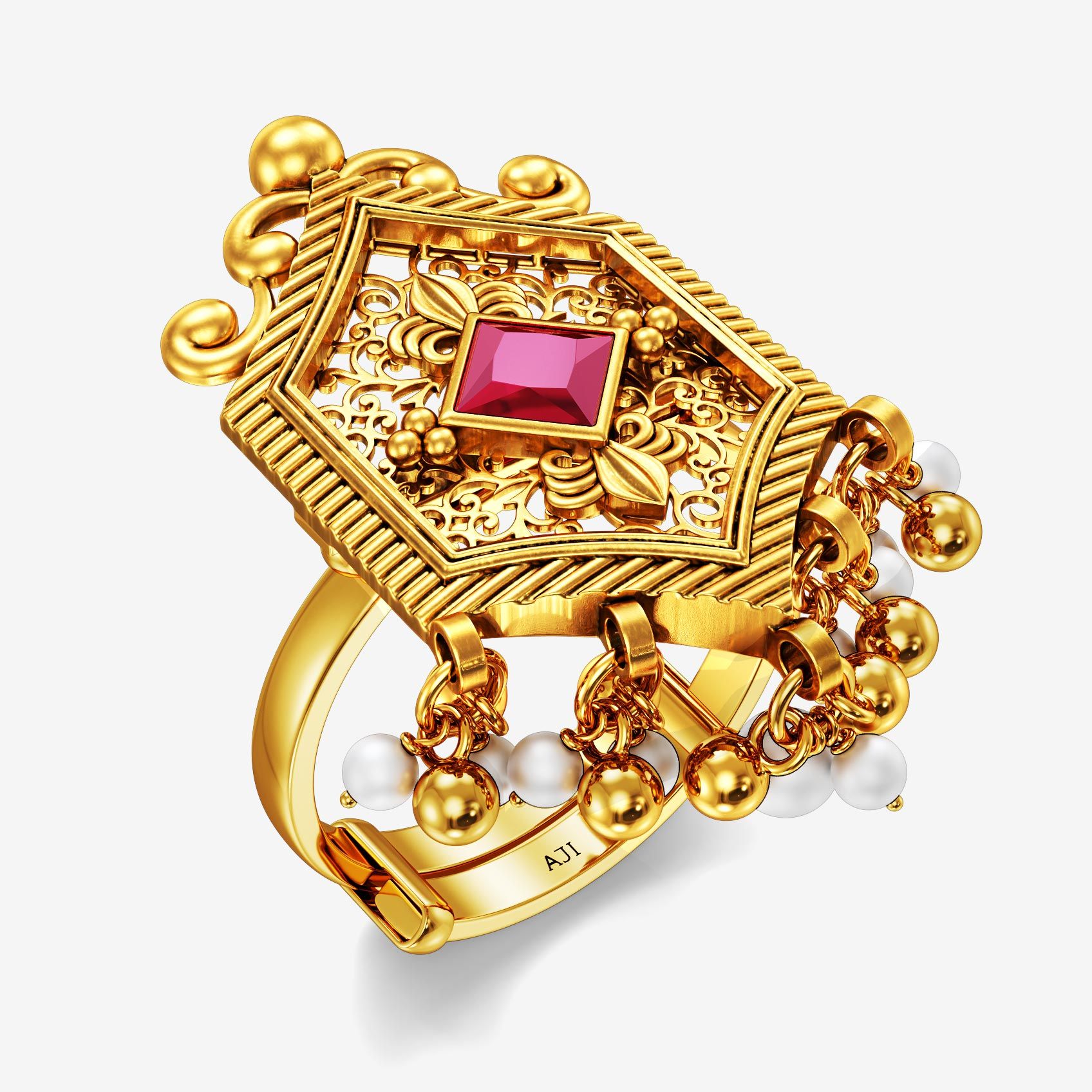 Majestic Bloom Flow Gold Ring