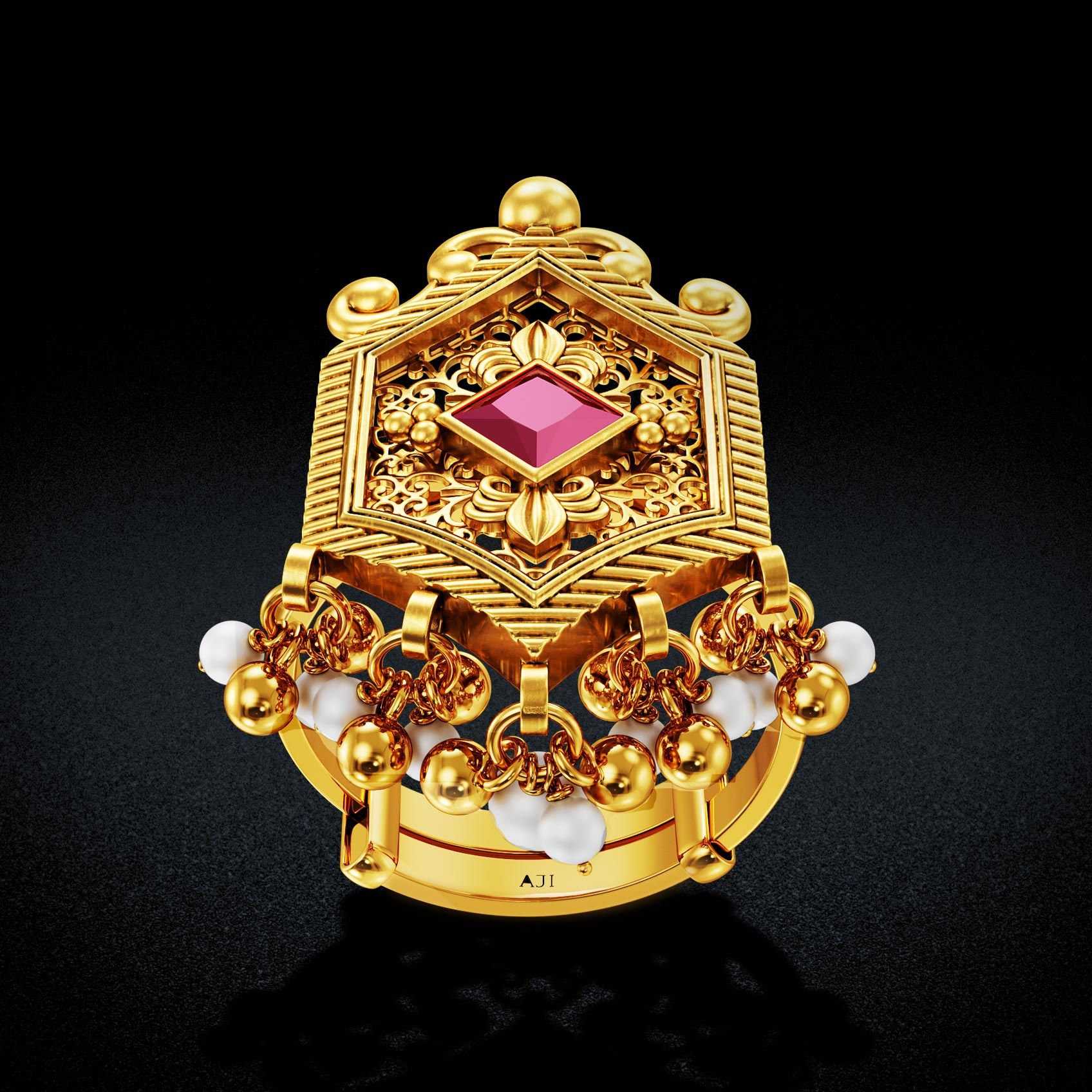 Majestic Bloom Flow Gold Ring image