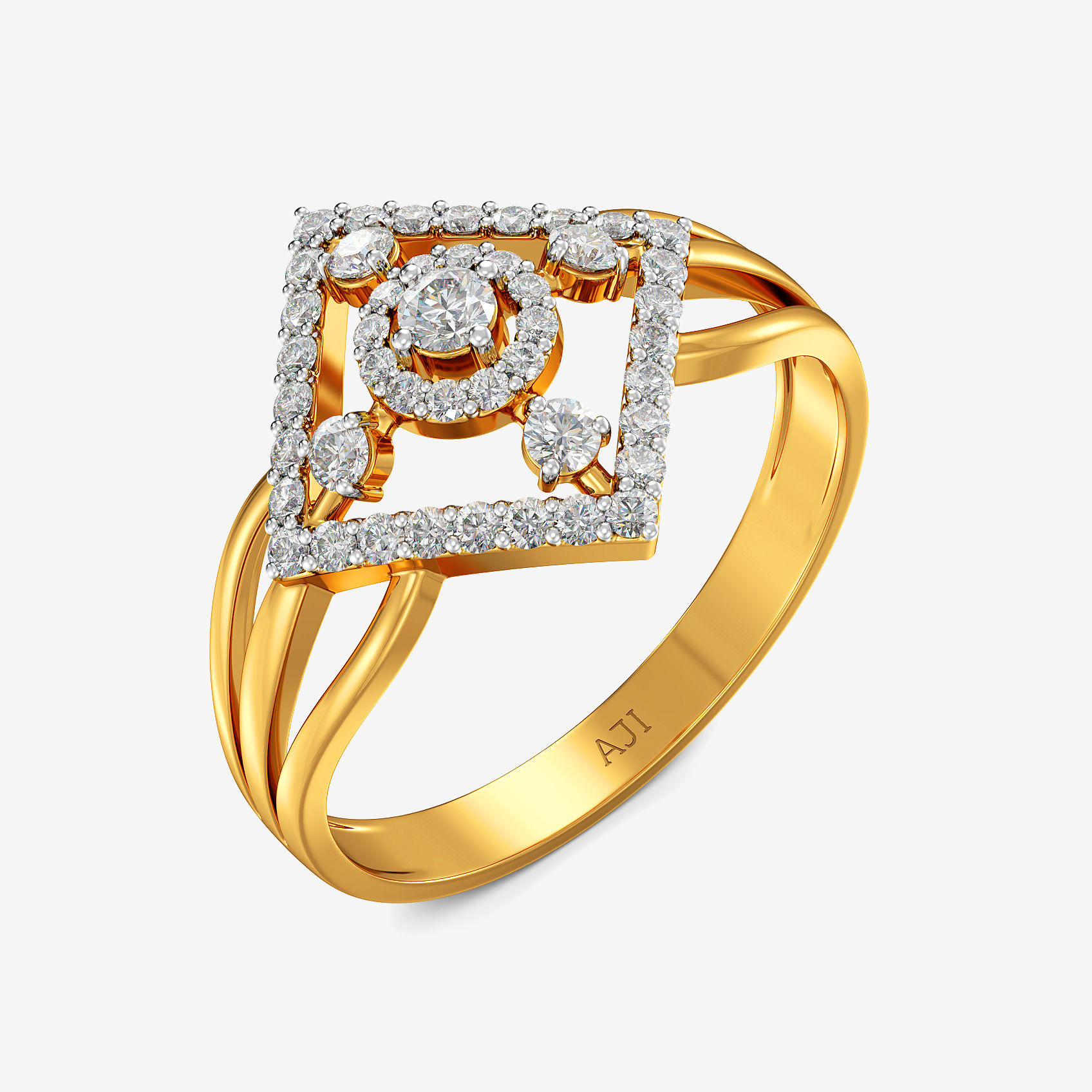 Lustre Square Gold Ring