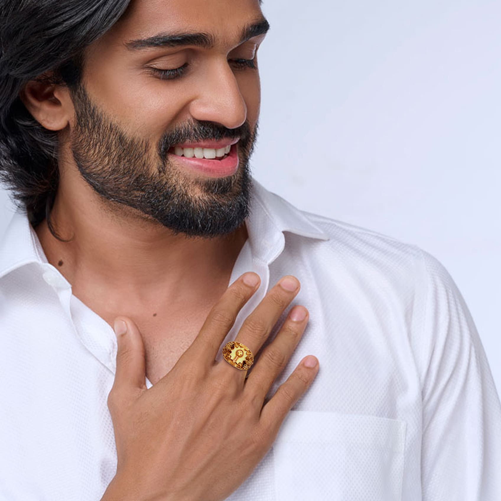 Shiv Rhythm Mens Gold Ring image