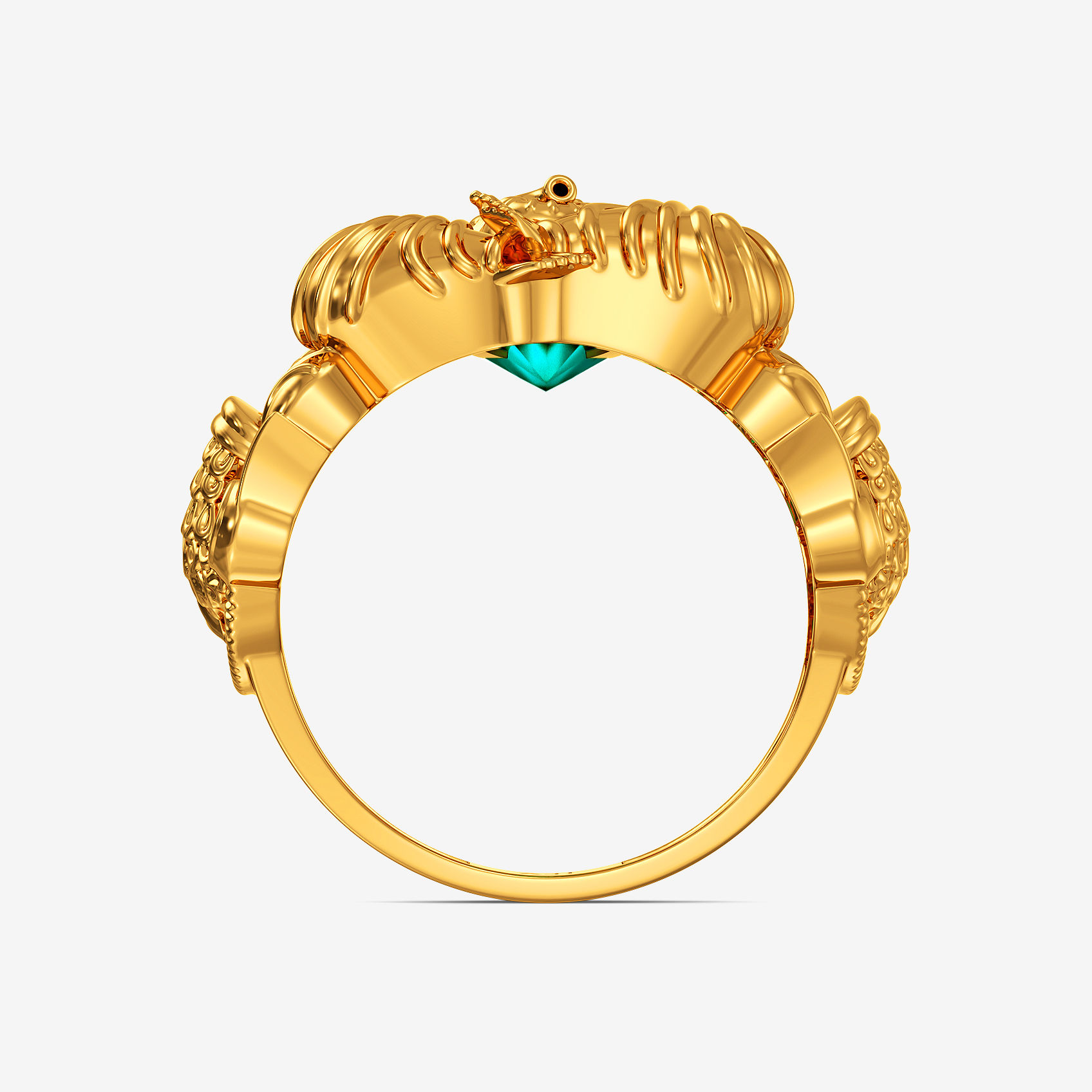 Peacock Bloom Ganesh Mens Gold Ring alternate view 2