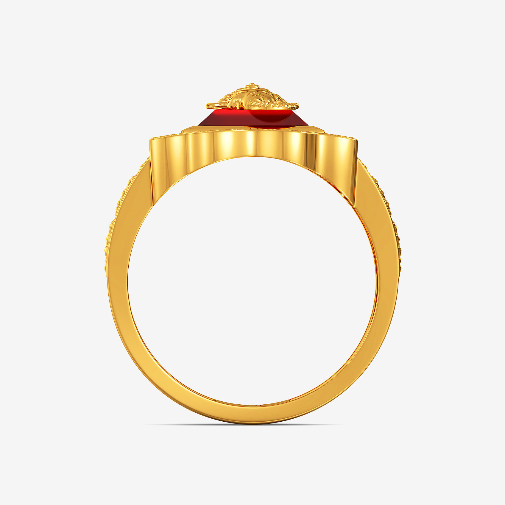 Crimson Ganesh Mens Gold Ring alternate view 2