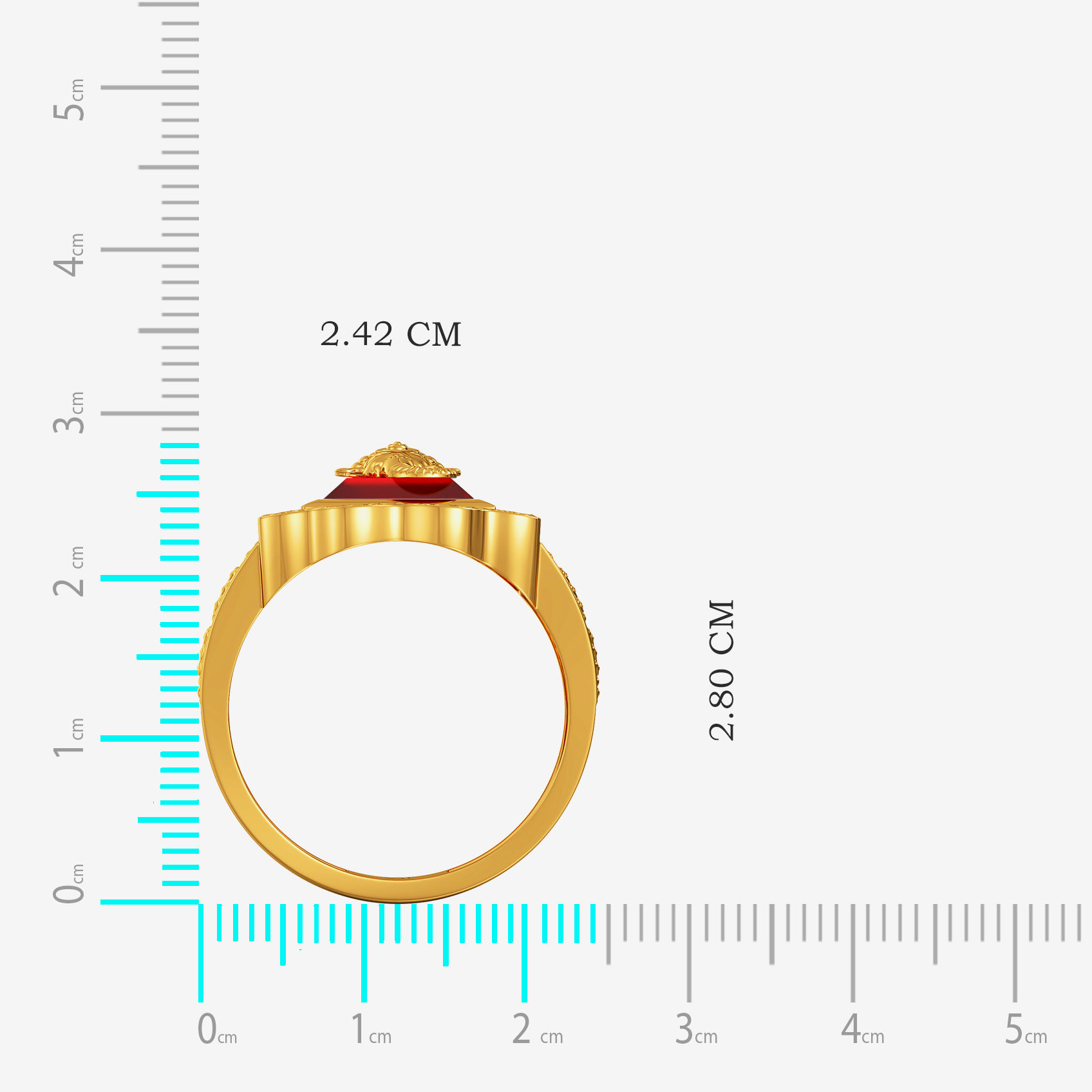 Crimson Ganesh Mens Gold Ring alternate view 3